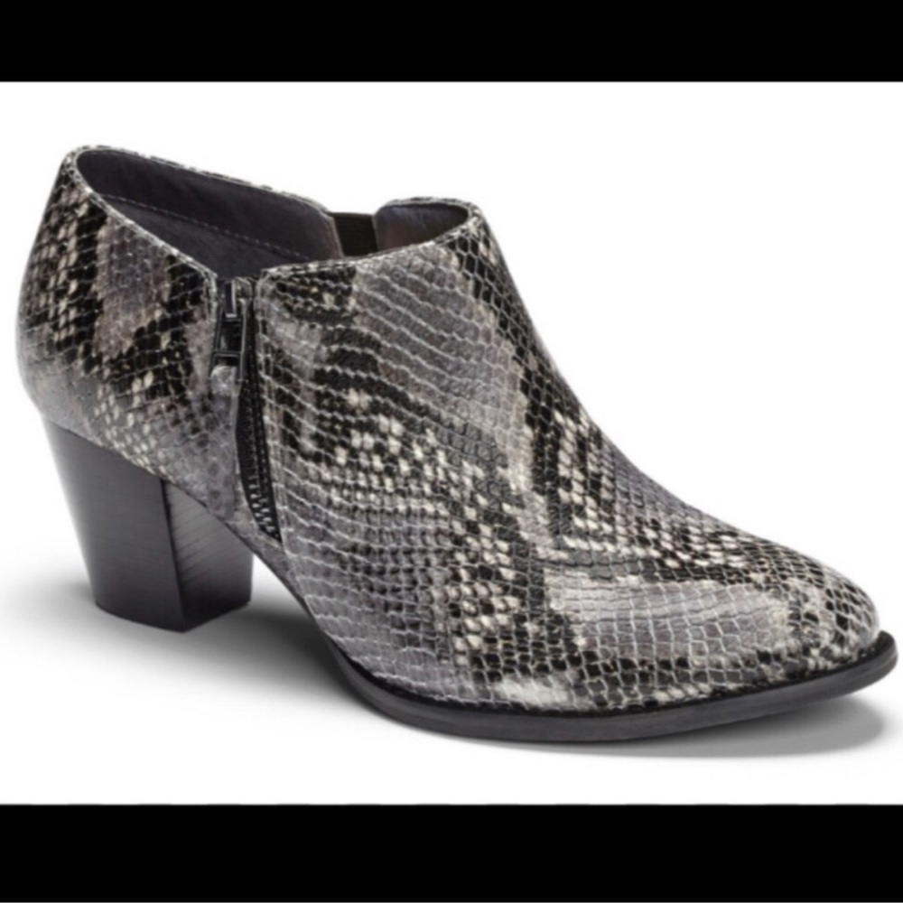 VIONIC Snakeskin Taber Heeled Booties